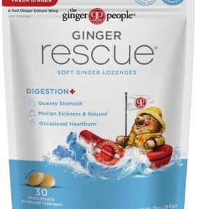 Ginger Rescue Digestive Wellness Lozenges (Soft) | Extra Strength - 800Mg | Nausea, Upset Stomach, Motion Sickness, Mild Heartburn, Indigestion, 30 Count (Pack of 1)